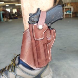 Leather Pistol Holster Ankle Fit with Buckle