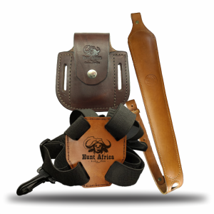 Standard Padded Leather Rifle Sling, Binocular / Camera Harness – Econo & Knipmes / Multitool Leather Pouch